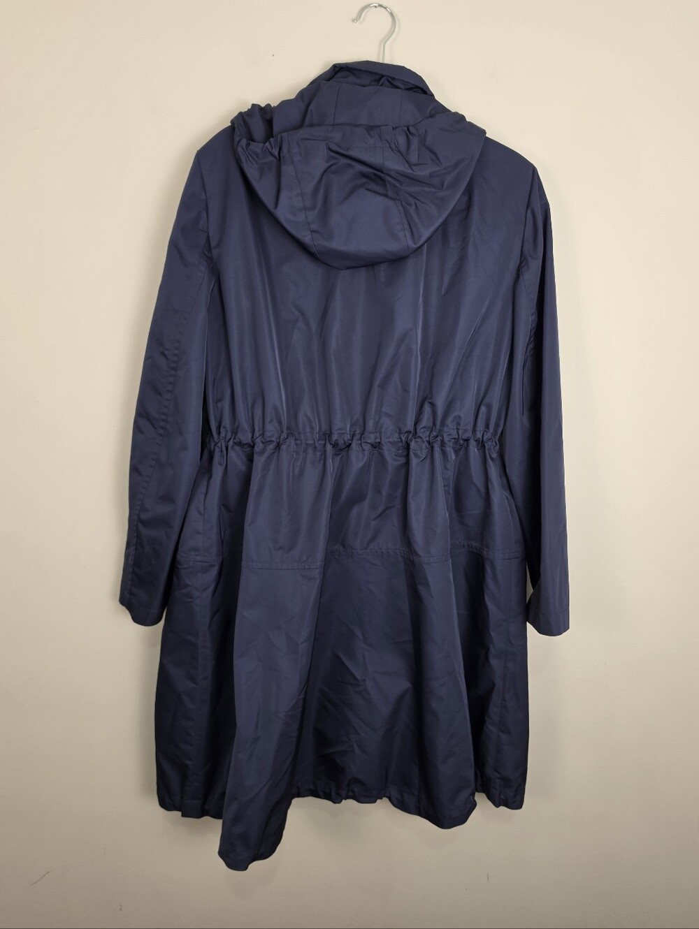 Akris punto Navy Blue Hooded Utility Rain Coat Jacket Size 12 - Picture 2 of 14
